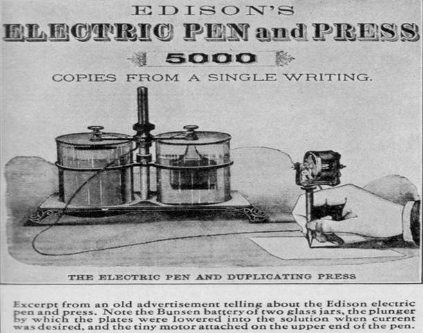 Thomas Edison's electric pen Stock Photo