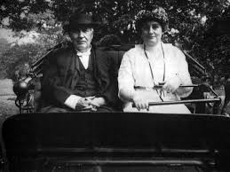 Mina Edison driving her Tom [“dearie” as she called him] around in her 1911 electric vehicle.